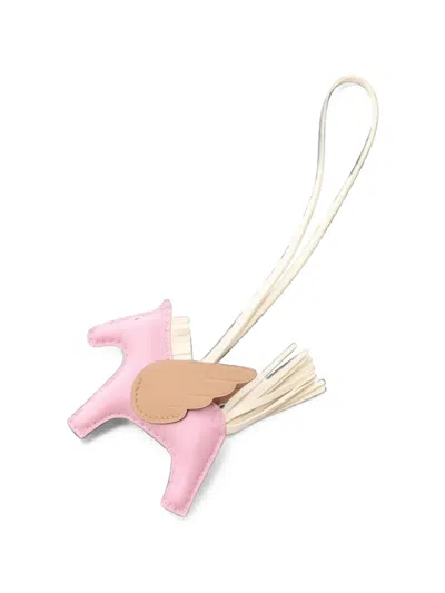 Pre-owned Hermes 2023 Pm Rodeo Pegasus Bag Charm In Pink