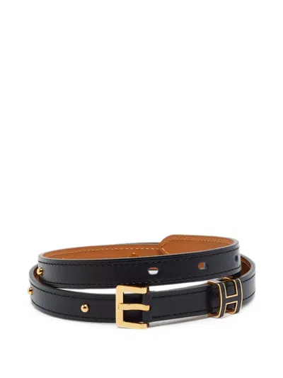 Pre-owned Hermes 2023 Pop H Cloutée Buckle Belt In Black