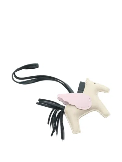 Pre-owned Hermes 2023 Rodeo Pegasus Leather Bag Charm In Neutral