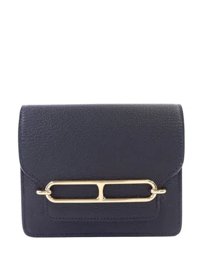 Pre-owned Hermes 2023 Roulis Slim Wallet In Blue