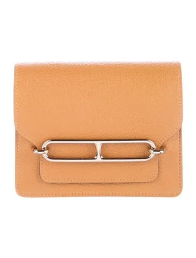 Pre-owned Hermes 2023 Roulis Slim Wallet In Brown