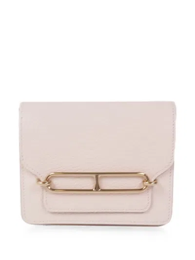 Pre-owned Hermes 2023 Roulis Slim Wallet In White