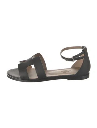 Pre-owned Hermes 2023 Santorini Sandals In Black