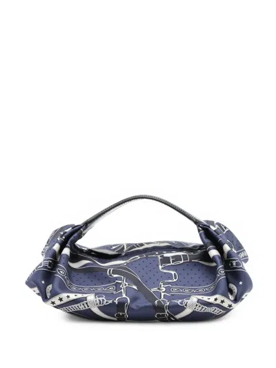Pre-owned Hermes 2023 Silk La Promenade Du Matin Bandana Balusoie Bag Handbag In Blue