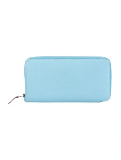 Pre-owned Hermes 2023 Silk'in Classic Wallet In Blue