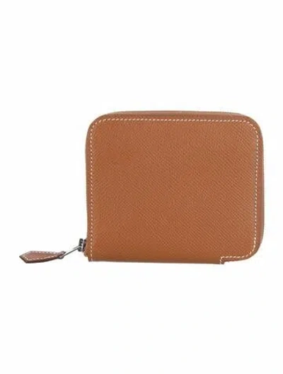 Pre-owned Hermes 2023 Silk'in Compact Wallet In Brown