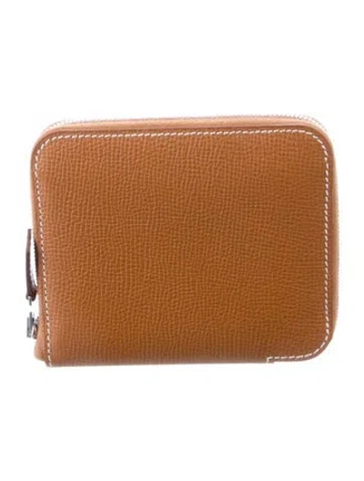 Pre-owned Hermes 2023 Silk'in Compact Wallet In Brown