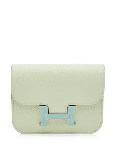 Pre-owned Hermes 2023 Slim Constance Epsom-leather Wallet In Green
