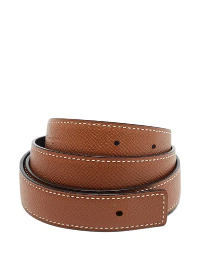 Pre-owned Hermes 2023 Swift Epsom Leather Belt Strap In Brown
