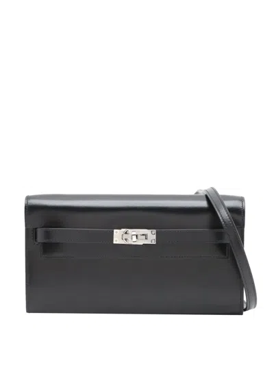 Pre-owned Hermes 2023 Tadelakt Kelly To Go Wallet Crossbody Bag In Black