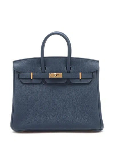 Pre-owned Hermes 2023 Togo Birkin Retourne 25 Handbag In Blue
