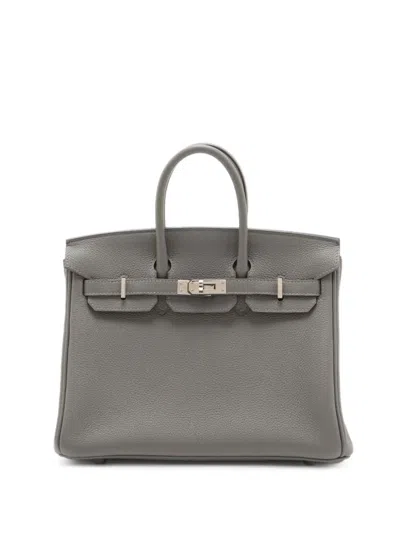 Pre-owned Hermes 2023 Togo Birkin Retourne 25 Handbag In Gray