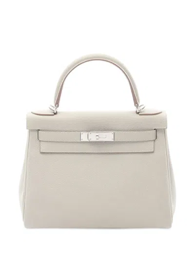 Pre-owned Hermes 2023 Togo Kelly Ii Retourne 28 Handbag In Gray