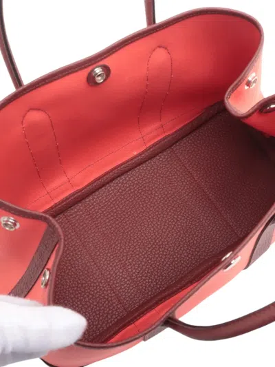 Pre-owned Hermes 2023 Toile And Negonda Garden Party 30 Satchel In Red