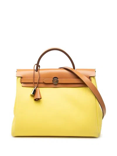 Pre-owned Hermes 2023 Toile Herbag Zip 31 Satchel In Yellow