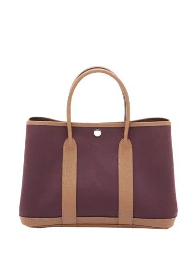 Pre-owned Hermes 2023 Toile Militaire And Negonda Garden Party 30 Tote Bag In Purple