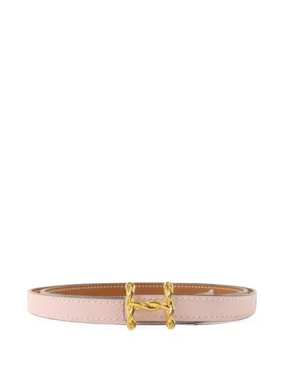 Pre-owned Hermes 2023 Torsade Reversible Belt In Pink