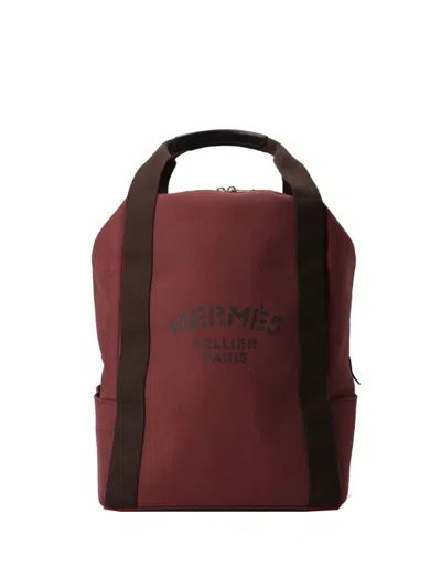 Pre-owned Hermes 2023-2025 Nylon Groom School Backpack In Red