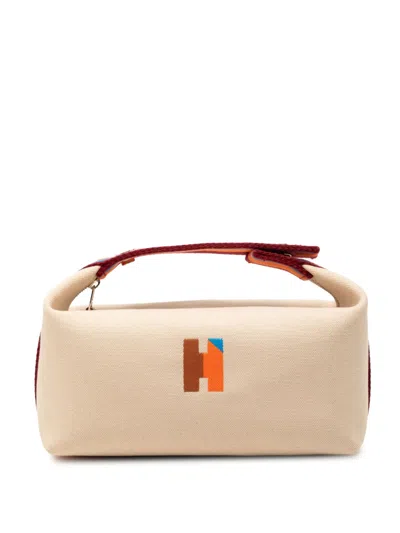 Pre-owned Hermes 2023-2025 Small Toile Bride A Brac H Pavillon Case Vanity Bag In Red