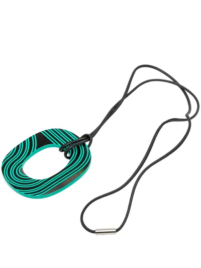 Pre-owned Hermes 2023-2026 Lacquered Isthme Pop Pendant Necklace Pm Costume Necklace In Green