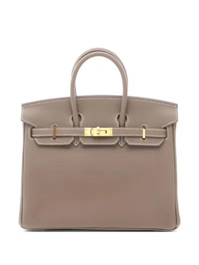 Pre-owned Hermes 2024 25 Birkin Tote Bag In Neutral