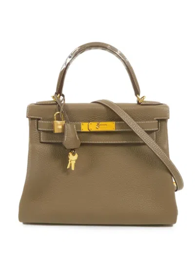 Pre-owned Hermes 2024 28 Kelly Tote Bag In Grey