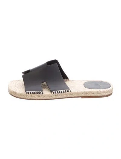 Pre-owned Hermes 2024 Antigua Espadrille Slides In Black