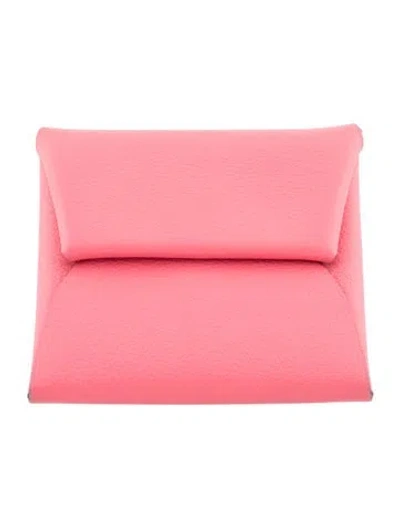 Pre-owned Hermes 2024 Bastia Coin Pouch In Pink
