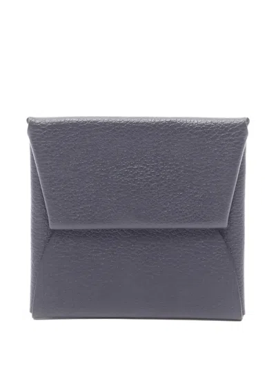 Pre-owned Hermes 2024 Bastia Engraved Coin Purse In Blue