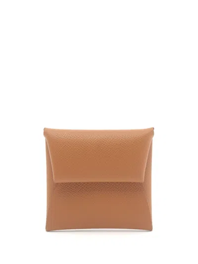 Pre-owned Hermes 2024 Bastia Gold Coin Purse In Brown