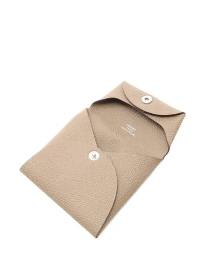 Pre-owned Hermes 2024 Bastia Leather Coin Purse In Neutral