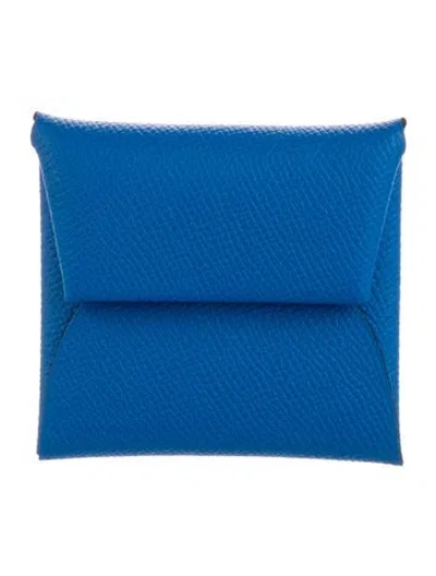 Pre-owned Hermes 2024 Bastia Verso Coin Pouch In Blue