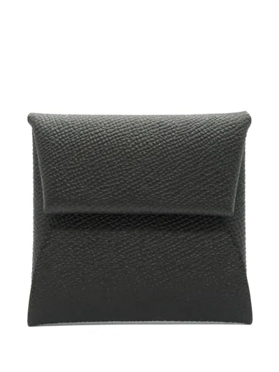 Pre-owned Hermes 2024 Bastia Wallet In Black