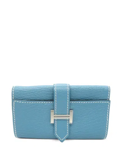 Pre-owned Hermes 2024 Bearn 4-key Case Key Holder In Blue