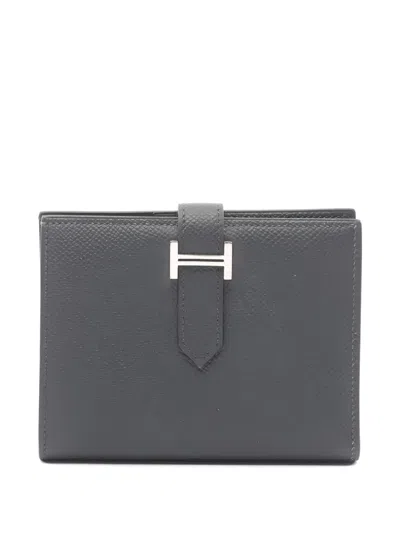 Pre-owned Hermes 2024 Bearn Bi-fold Leather Wallet In Gray