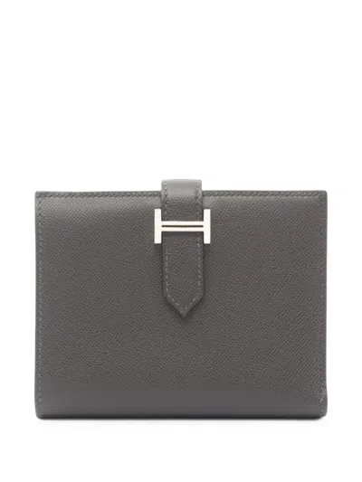 Pre-owned Hermes 2024 Bearn Compact Bi-fold Wallet In Grey