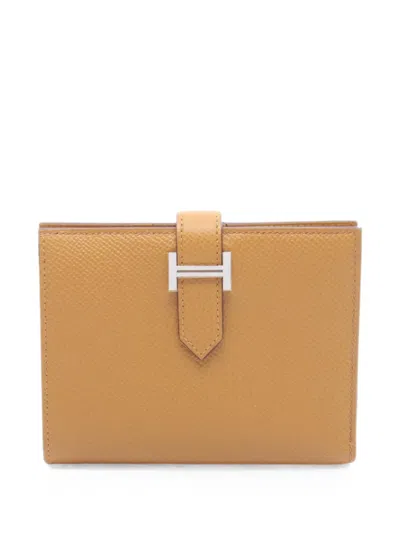Pre-owned Hermes 2024 Bearn Compact Bi-fold Wallet In Neutral
