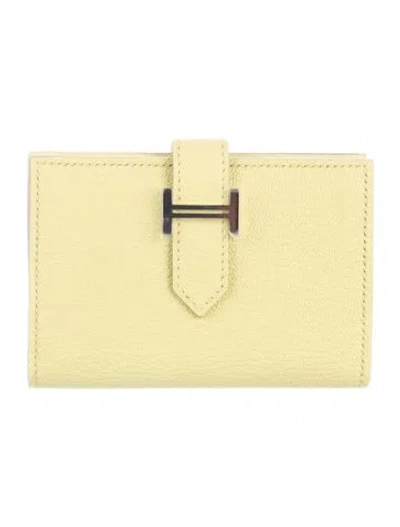 Pre-owned Hermes 2024 Bearn Mini Wallet In Yellow