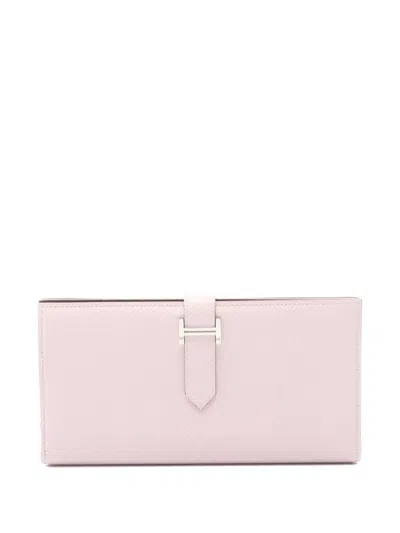 Pre-owned Hermes 2024 Bearn Souffle Bi-fold Wallet In Pink