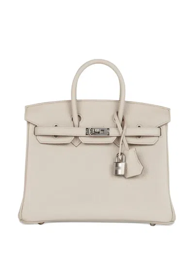 Pre-owned Hermes 2024 Birkin 25 Tote Bag In Neutral