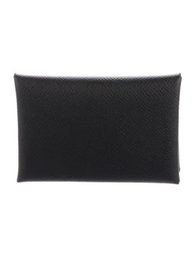 Pre-owned Hermes 2024 Calvi Cardholder In Black