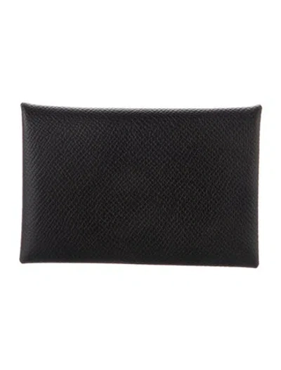 Pre-owned Hermes 2024 Calvi Cardholder In Black