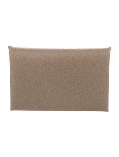 Pre-owned Hermes 2024 Calvi Cardholder In Brown