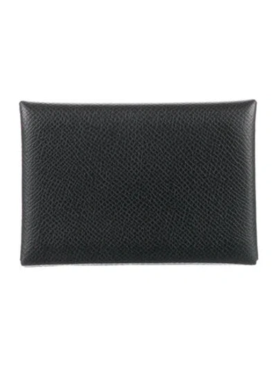Pre-owned Hermes 2024 Calvi Cardholder In Green