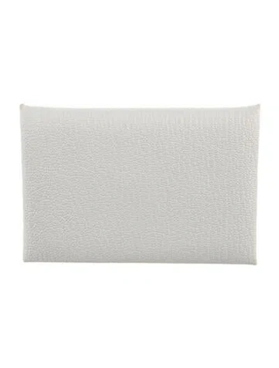 Pre-owned Hermes 2024 Calvi Cardholder In Grey