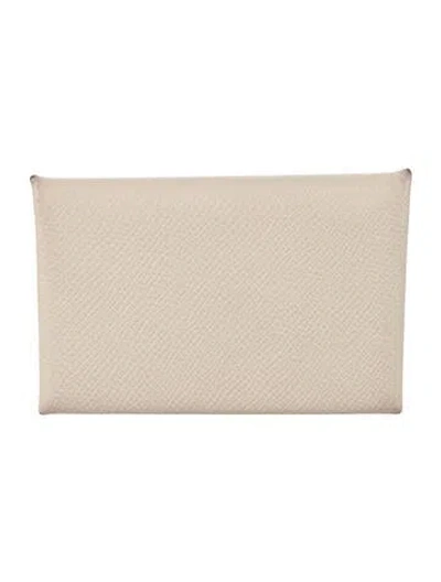 Pre-owned Hermes 2024 Calvi Cardholder In Neutrals