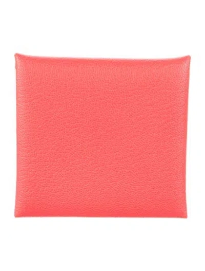 Pre-owned Hermes 2024 Calvi Cardholder In Red