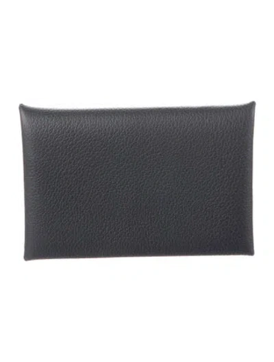 Pre-owned Hermes 2024 Calvi Cardholder W/ Tags In Gray