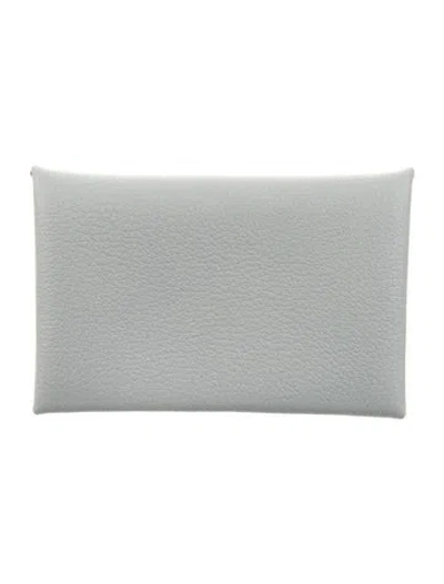 Pre-owned Hermes 2024 Calvi Cardholder In White