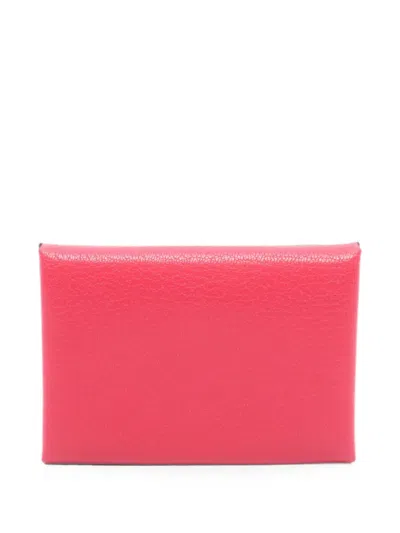 Pre-owned Hermes 2024 Calvi Duo Coin Purse In Pink